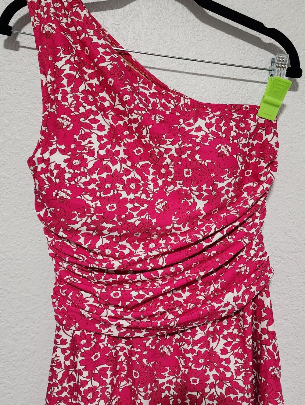 JCrew One Shoulder Asymmetrical Neck Ruched Bodice Fit & Flare Swim Dress Medium - Picture 2 of 9